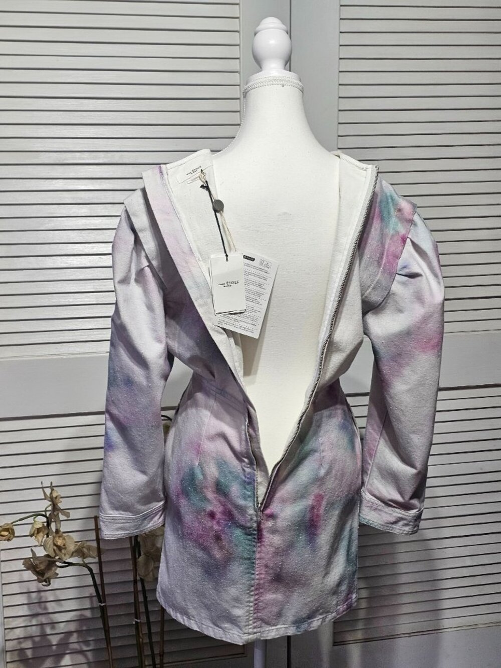 NWT Isabel Marant Étoile Robe Lacanau Women's Tie-Dye Denim Mini Dress Sz 8 3638 - Picture 13 of 15